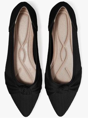 Knit Pointed Ballet Flats with Knot Accent 🩰